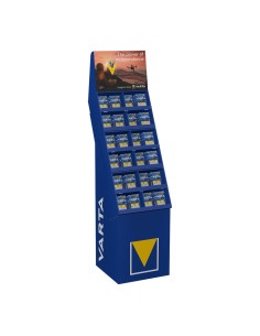 Expositor de carton de pilas varta "energy" 52 blisters 6xaaa lr03 + 100 blisters 6xaa lr06 varta 40x40x148cm