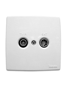 Embellecedor blanco de plastico para toma doble televes