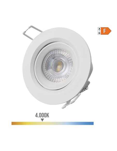 Downlight led empotrable redondo 5 w 4000 k 380 lm luz día color blanco ø9 cm