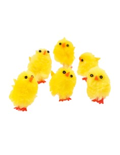 Pollitos chenille de pascua 4 cm colores / modelos surtidos, 6 uds