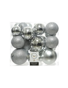 Caja de 26 bolas plateadas varios tamaños ø6cm/ø8cm/ø10cm