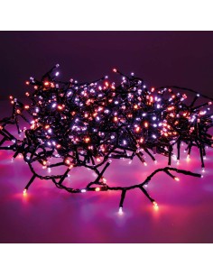 Guirnalda led compact 500 leds parpadeante exterior morado y naranja cable negro 16 m