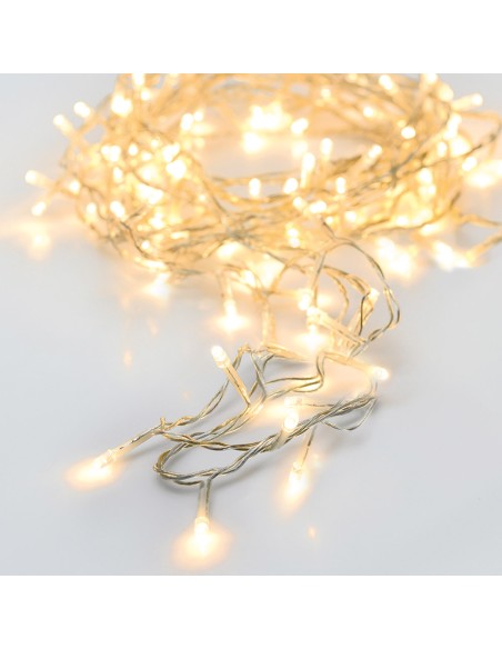 Guirnalda a pilas multifuncion 96 leds cable transparente luz blanco calido 7,5m