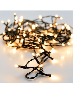 Guirnalda a pilas multifuncion 96 leds cable negro luz blanco calido 7,5m