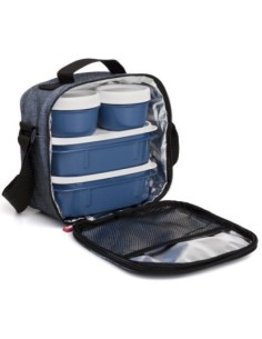BOLSA PORTA ALIMENTOS 4 HERMETICOS CASUAL DENIM BLUE AZ POLI
