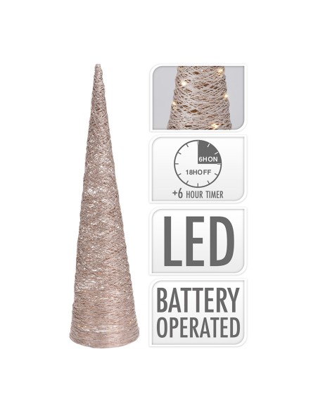 Arbol en forma de cono con 40 leds 80cm dorado
