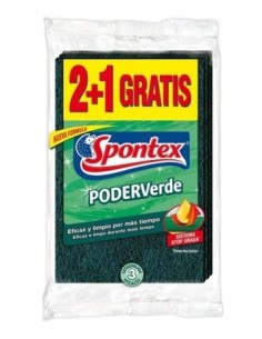 ESTROPAJO LIMP 10 15CM FIBRA VER PODER VERDE SPONTE  3 PZ