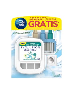 Ambientador eléctrico 3volution aroma limpio 3 fragancias aparato + recambio 21 ml
