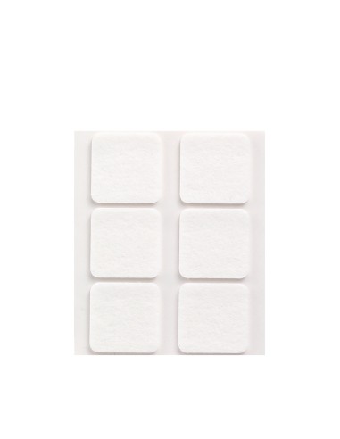 Pack 6 fieltros blanco sinteticos adhesivos 31x31mm plasfix inofix