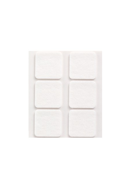 Pack 6 fieltros blanco sinteticos adhesivos 31x31mm plasfix inofix