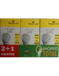 LAMPARA ILUMIN LED ESF. E27 6W 600LM 3000K ROYAL LED 3 PZ