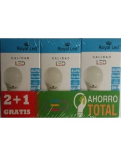 LAMPARA ILUMIN LED ESF. E27 6W 600LM 6400K ROYAL LED 3 PZ