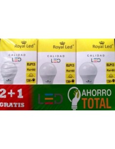 LAMPARA ILUMIN LED ESTAN E27 13W 1300LM 3000K ROYAL LED 3 PZ