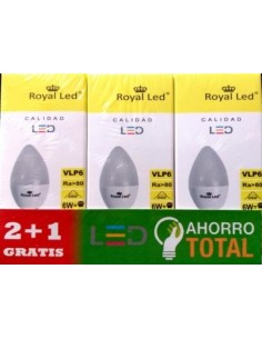 LAMPARA ILUMIN LED VELA E14 6W 600LM 3000K ROYAL LED 3 PZ