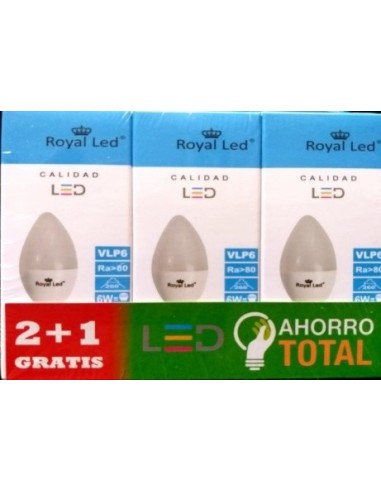 LAMPARA ILUMIN LED VELA E14 6W 600LM 6400K ROYAL LED 3 PZ