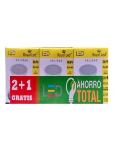 LAMPARA ILUMIN LED DICR GU10 5W 500LM  3000K ROYAL LED 3 PZ