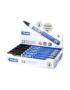 Rotuladores permanentes punta redonda negros, caja 12 uds