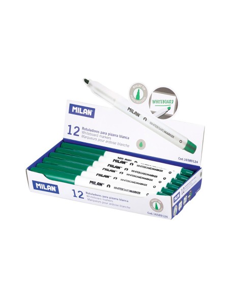 Rotuladores para pizarra blanca ø3,7 mm verde, caja 12 uds
