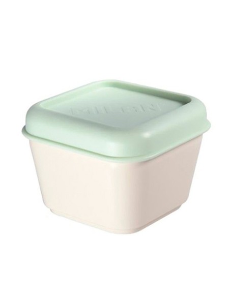 Recipiente para alimentos cuadrado tapa verde 0,33 l