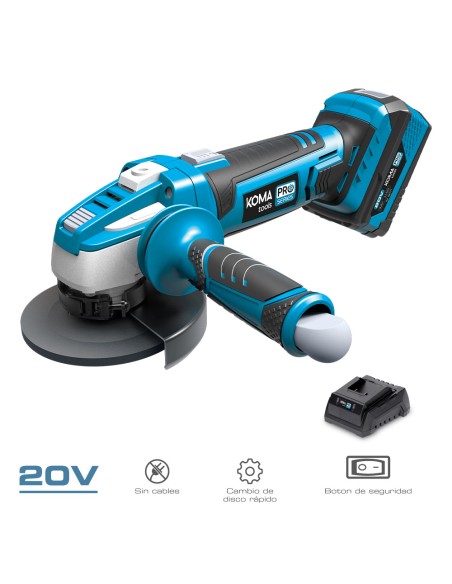 Kit amoladora 20 v con 1 bateria 4.0ah y cargador 08772. 28,9 x 27 cm. pro series battery