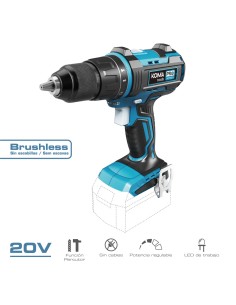Taladro percutor / atornillador brushless 20 v (sin batería ni cargador)
