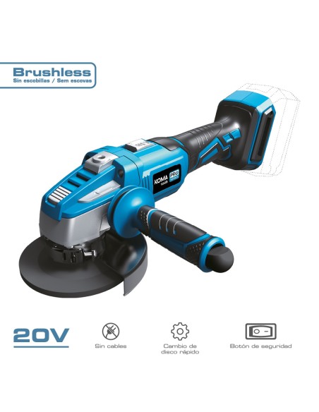 Amoladora brushless 20v (sin batería ni cargador) ø125 mm 37,5 x 12 cm