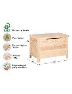 Baul de pino 70 x 48 x 40 cm