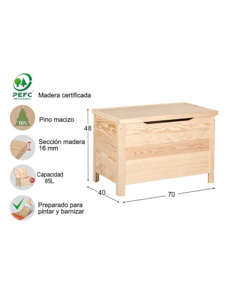 Baul de pino 70 x 48 x 40 cm