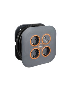 Enrollacables 05 m 3 g 1,50 mm 3 tomas 2p+t y 2 usb