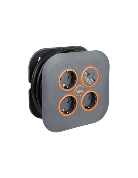 Enrollacables 05 m 3 g 1,50 mm 3 tomas 2p+t y 2 usb