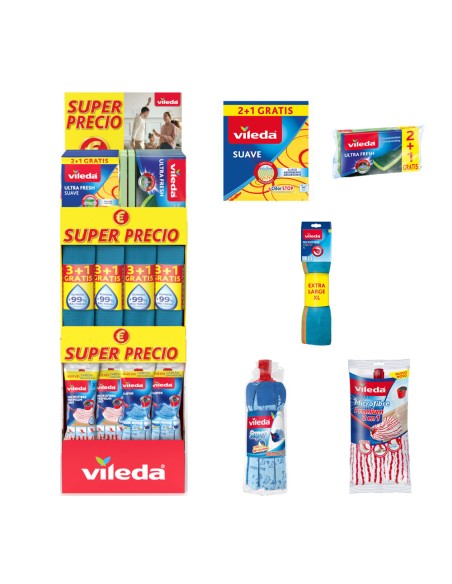 Expositor super precio universal vileda, 39 x 38 x 122 cm
