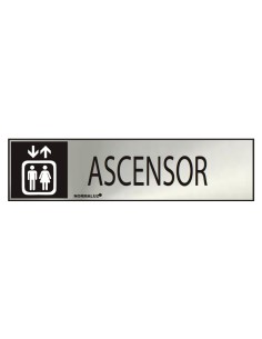 Cartel informativo "ascensor" (inox adhesivo 0.8mm) 5x20cm normaluz