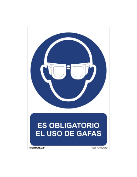 Cartel "es obligatorio el uso de gafas" (pvc 0,7mm) 30x40cm normaluz