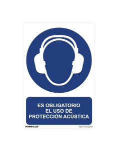 Cartel "es obligatorio el uso de proteccion acustica" (pvc 0,7mm) 30x40cm normaluz