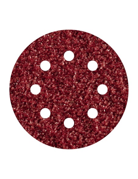 Hojas de lijar adhesivas de corindón perforadas, ø125 mm, grano 40, pack 5 uds