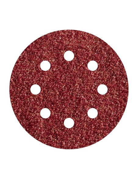 Hojas de lijar adhesivas de corindón perforadas, ø125 mm, grano 80, pack 5 uds