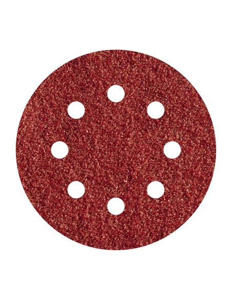 Hojas de lijar adhesivas de corindón perforadas, ø125 mm, grano 120, pack 5 uds