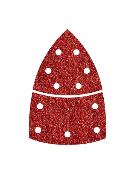 Hojas de lijar adhesivas de corindón perforadas triangular, grano 120, pack 10 uds