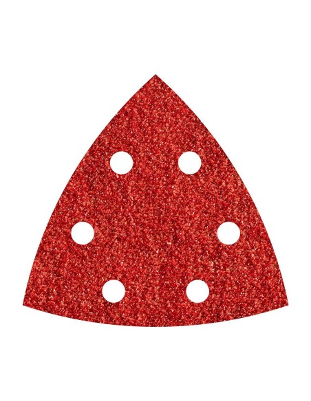 Hojas de lijar adhesivas de corindón perforadas, 95 mm, grano 120 delta, pack 5 uds