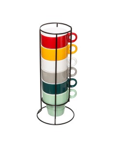 Tazas colores surtidos 6 uds + soporte