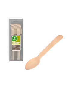 Cuchara postre/café de madera 13,8 cm, bolsa 12 uds
