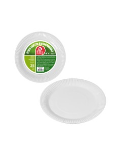 Platos de cartón redondos de postre blancos ø18 cm, 25 uds