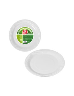 Platos de cartón redondos blancos ø23 cm, 25 uds