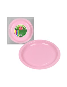 Platos de cartón rosa ø20 cm, 10 uds