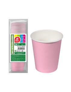 Vasos de cartón rosas baby 200cc, 24 uds