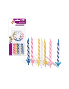 Velas 24 uds + soportes 12 uds colores surtidos