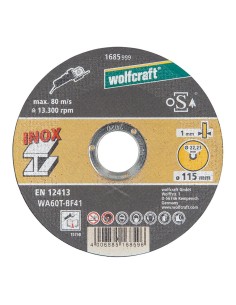 Disco corte de precisión para acero inoxidable ø115 x 1,0 x 22,23 mm