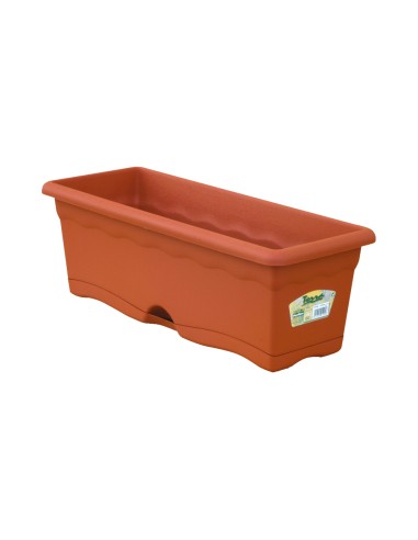 Jardinera con plato integrado color terracota 60x20x17cm 12l