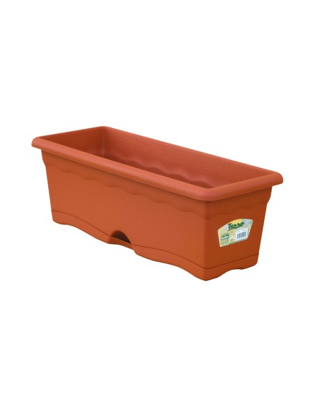 Jardinera con plato integrado color terracota 60x20x17cm 12l