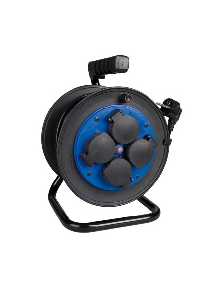 Enrollacables 25 m 3 g 1,50 mm 4 tomas bipolares con t/tl con tapas ip54